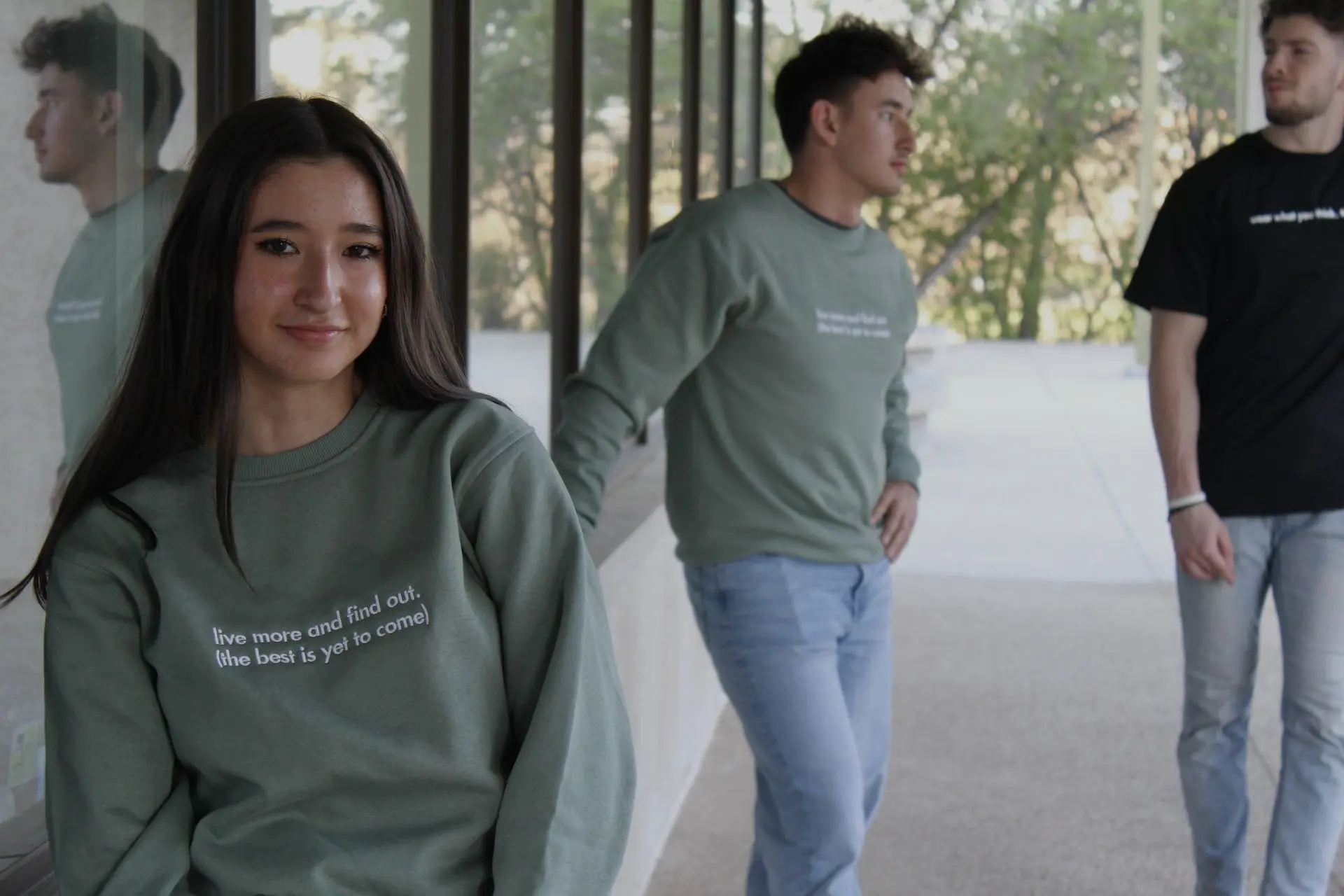 Girl and guy wearing THE HOPEFUL CREWNECK